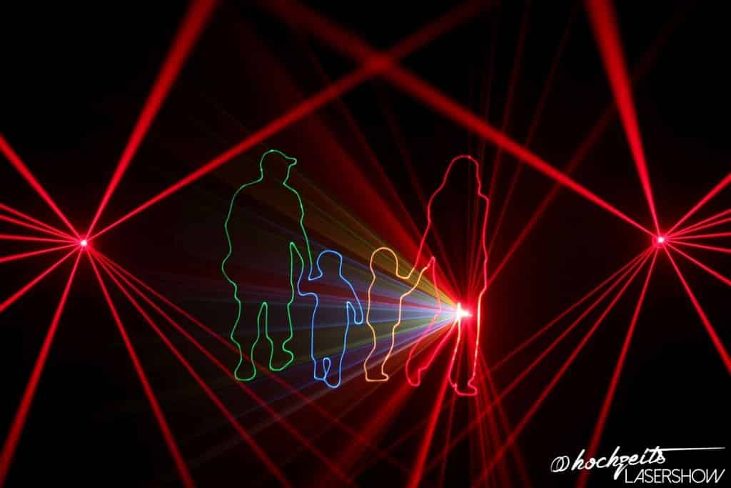 Lasershow Grafik Hochzeitsfeier mit einer Familie